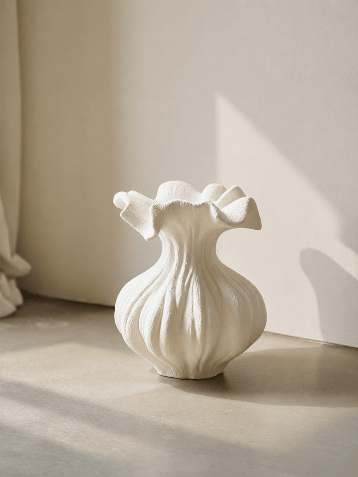 Sculptural Sand Texture Ivory Vase - Vakkerlight