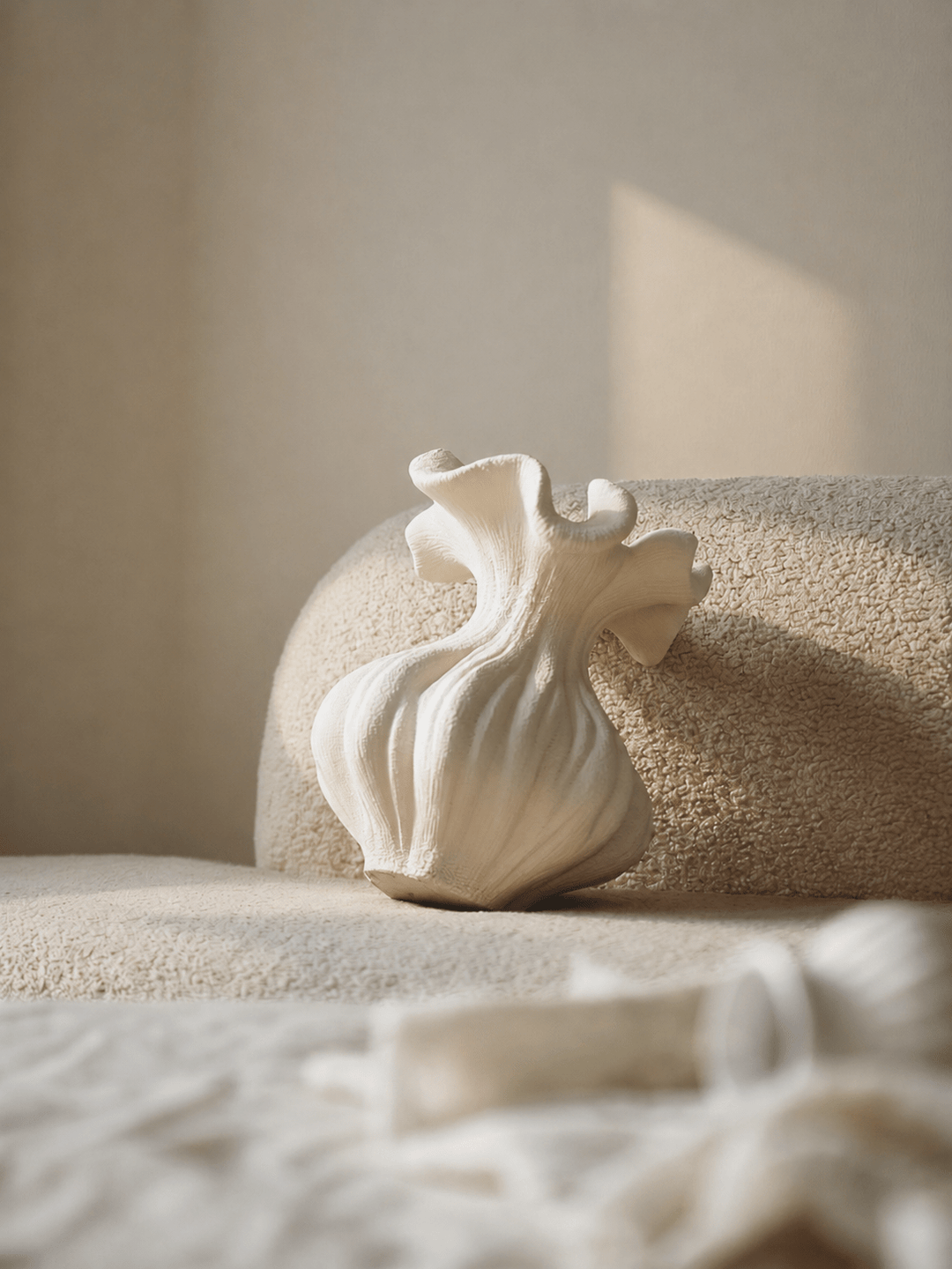 Sculptural Sand Texture Ivory Vase - Vakkerlight