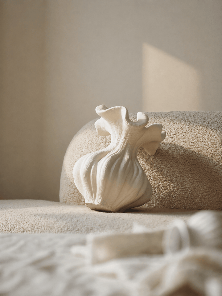 Sculptural Sand Texture Ivory Vase - Vakkerlight