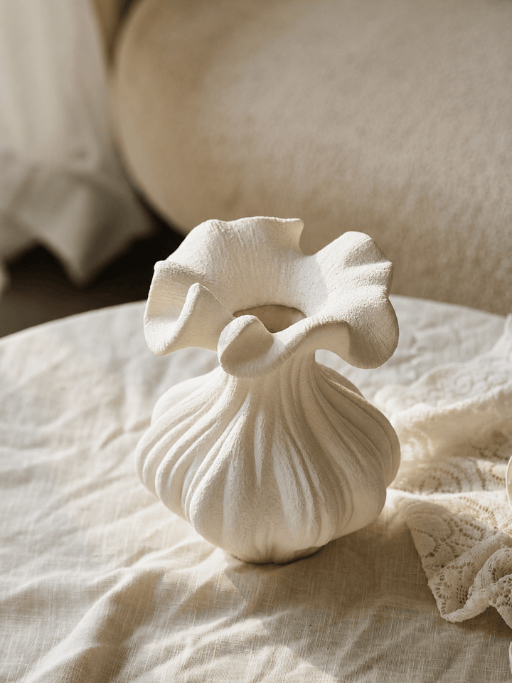Sculptural Sand Texture Ivory Vase - Vakkerlight