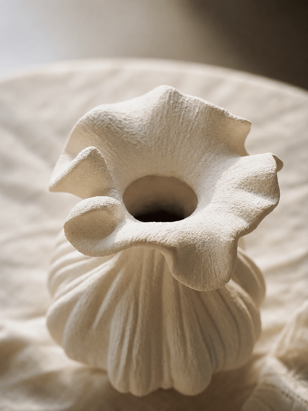 Sculptural Sand Texture Ivory Vase - Vakkerlight