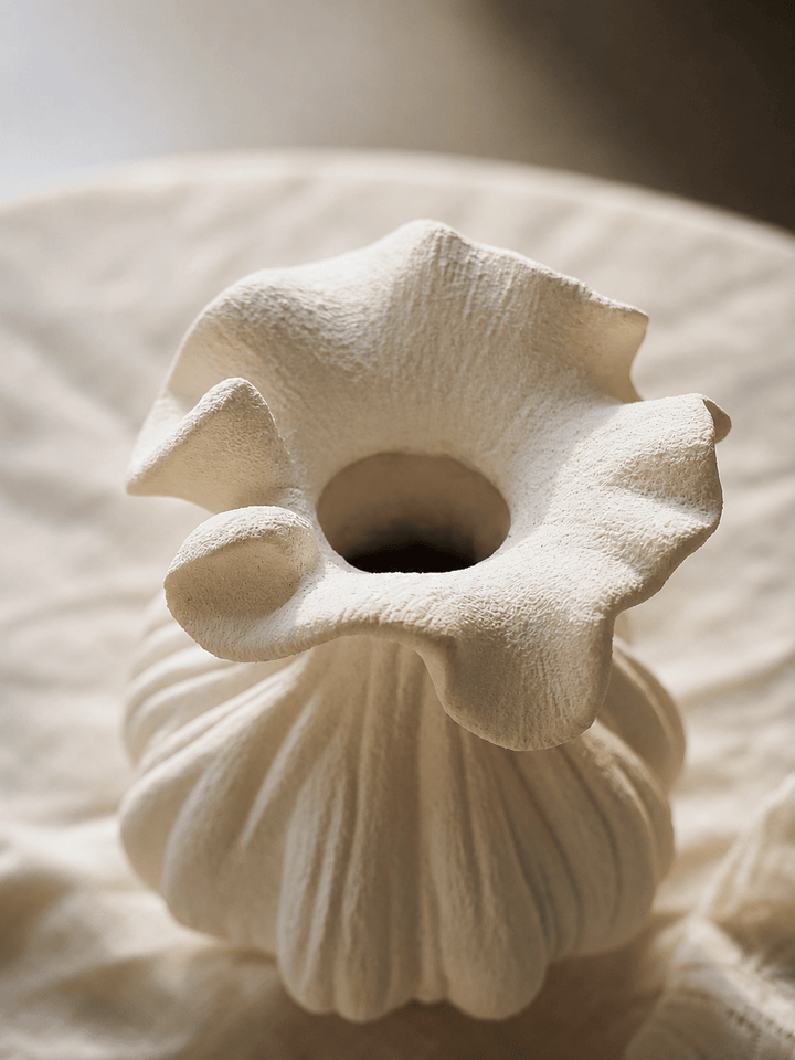 Sculptural Sand Texture Ivory Vase - Vakkerlight