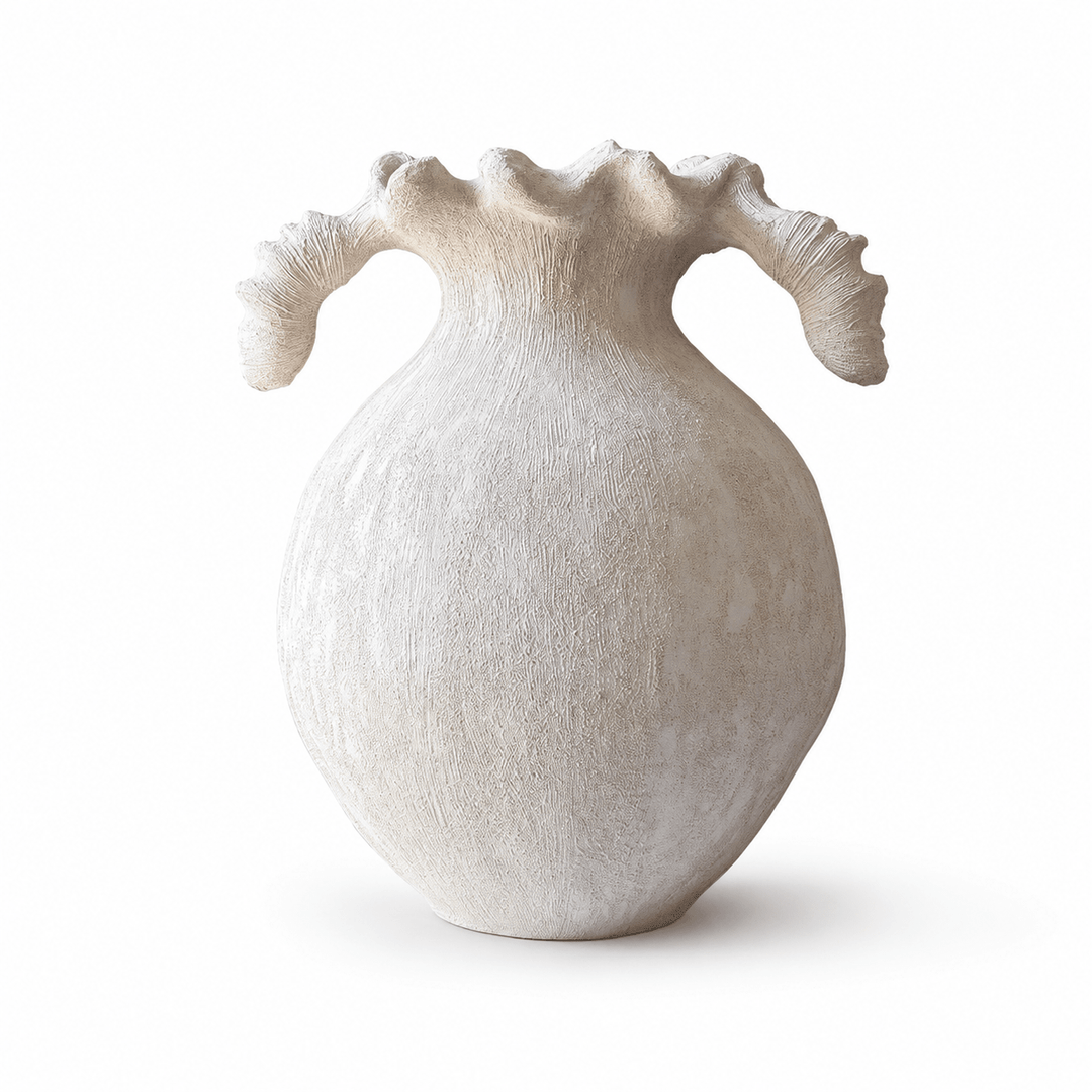 Sculptural Sand Texture Ivory Vase - Vakkerlight