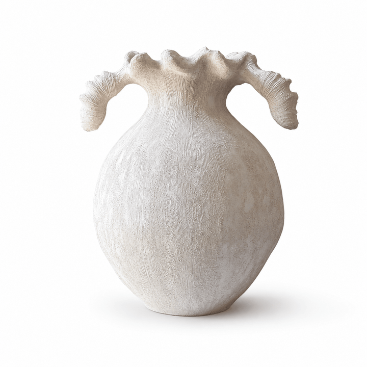 Sculptural Sand Texture Ivory Vase - Vakkerlight