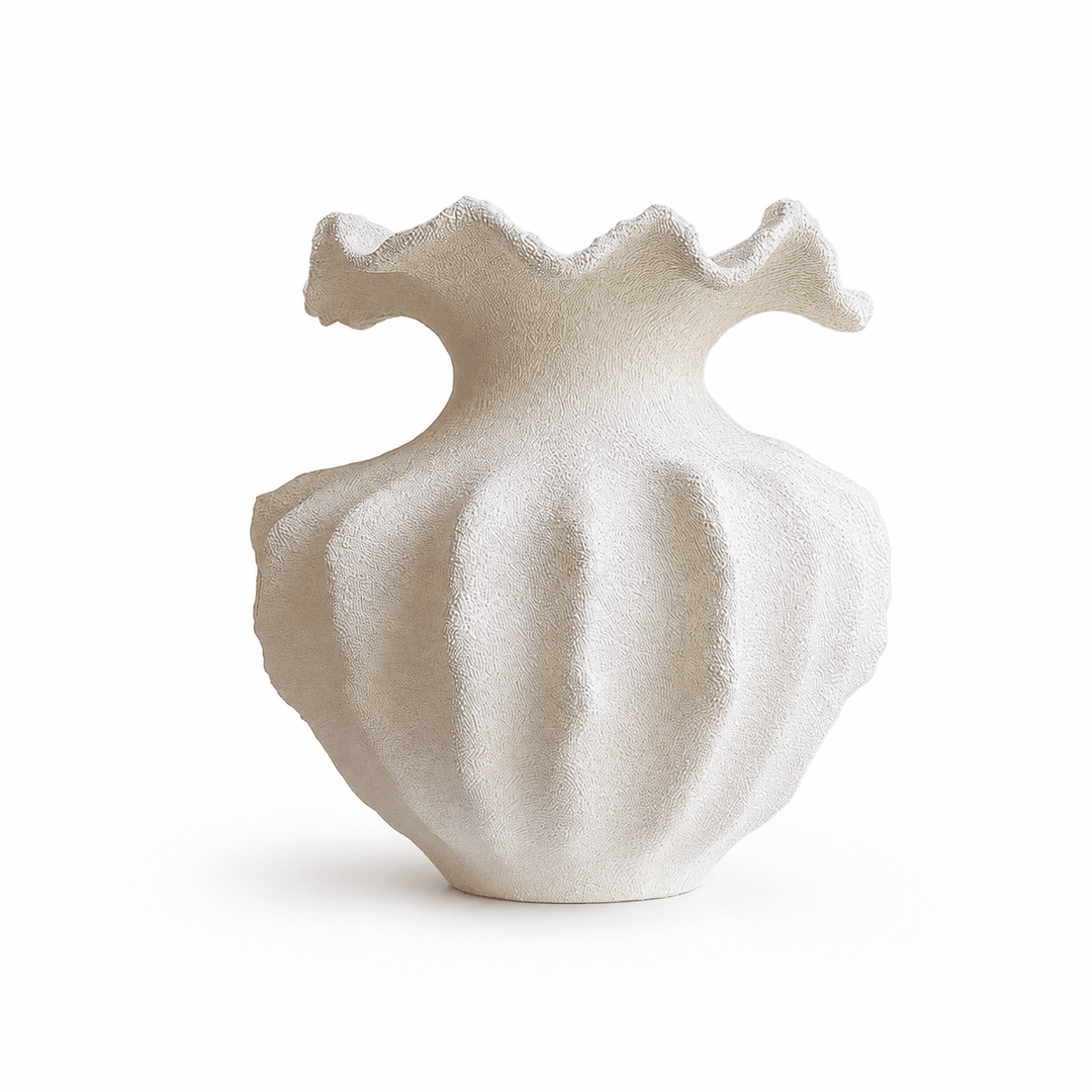 Sculptural Sand Texture Ivory Vase - Vakkerlight