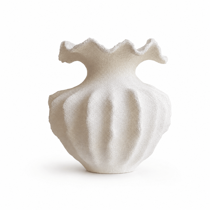 Sculptural Sand Texture Ivory Vase - Vakkerlight