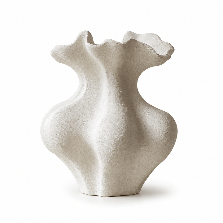 Sculptural Sand Texture Ivory Vase - Vakkerlight