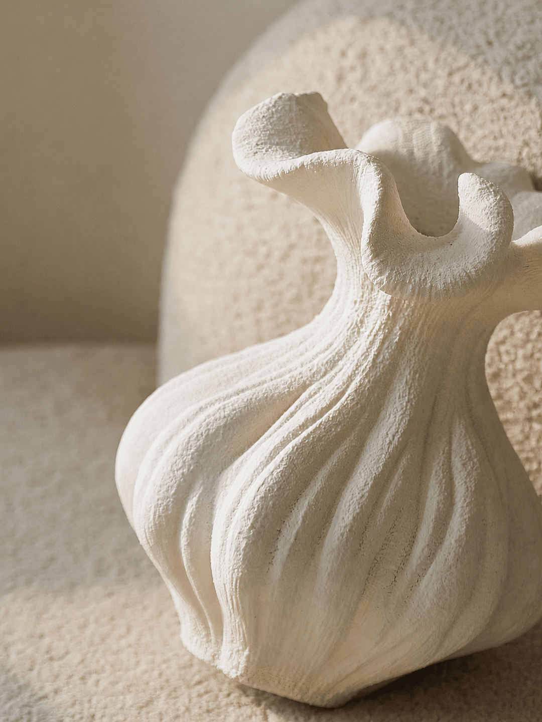 Sculptural Sand Texture Ivory Vase - Vakkerlight