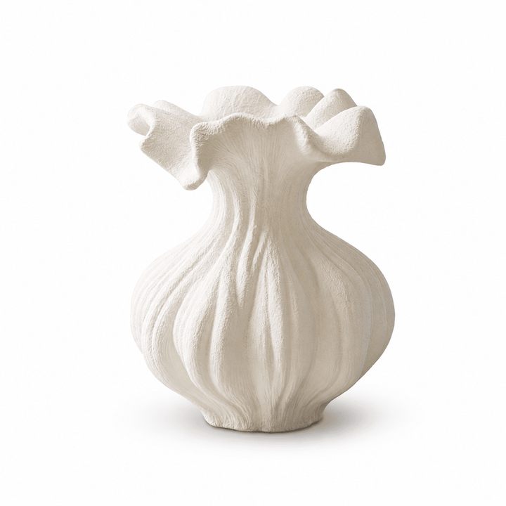 Sculptural Sand Texture Ivory Vase - Vakkerlight