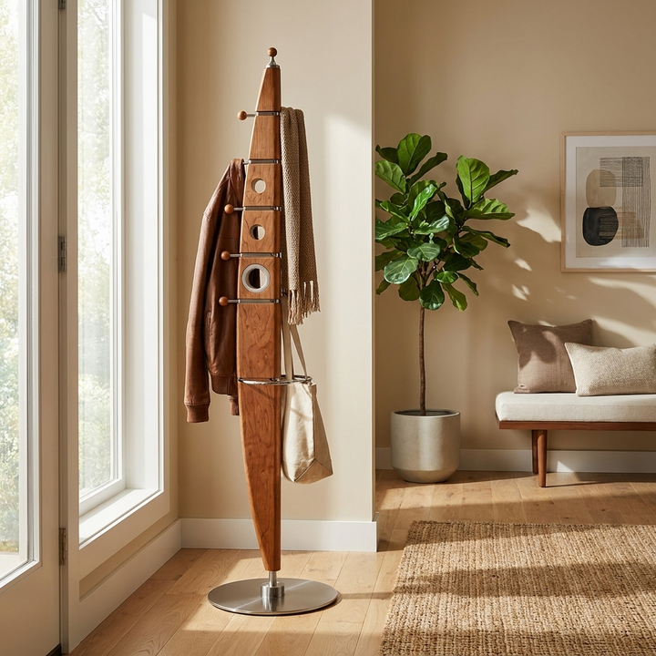 Sculptural Wood Coat Tree