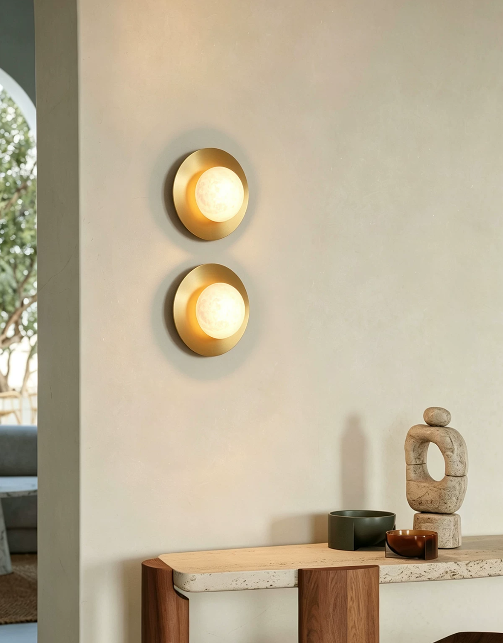 Selene Alabaster Moon Wall Sconce