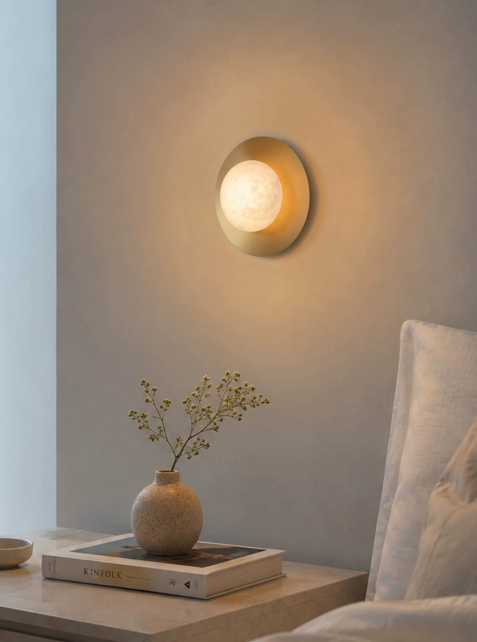 Selene Alabaster Moon Wall Sconce