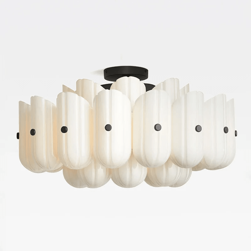Seraphine Fluted Glass Semi-Flush Ceiling Light - Vakkerlight