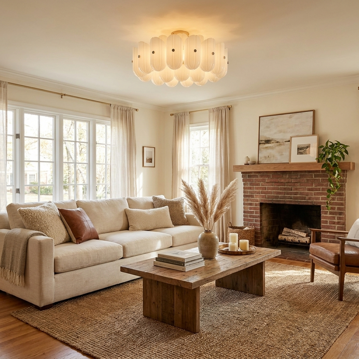 Seraphine Fluted Glass Semi-Flush Ceiling Light