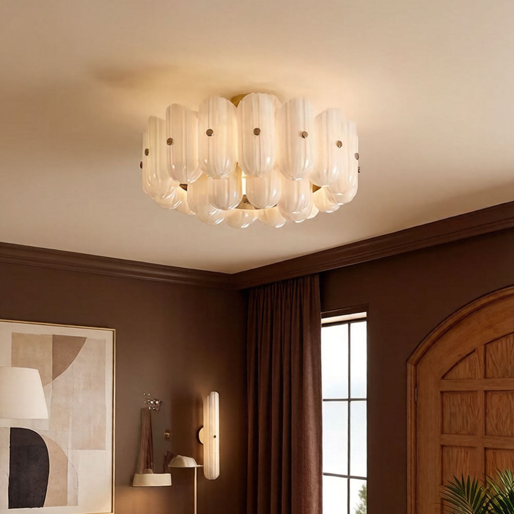 Seraphine Fluted Glass Semi-Flush Ceiling Light - Vakkerlight