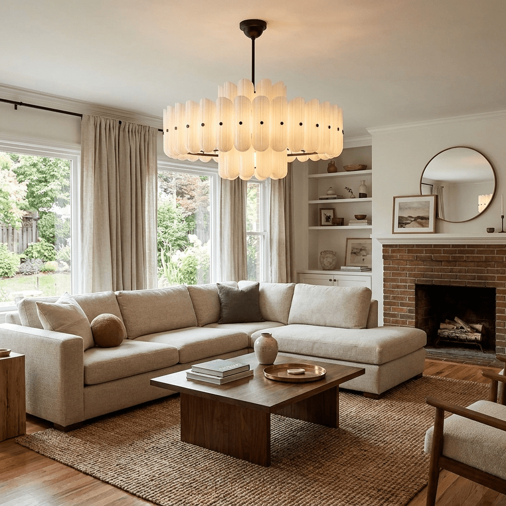 Seraphine Linear Fluted Glass Chandelier - Vakkerlight
