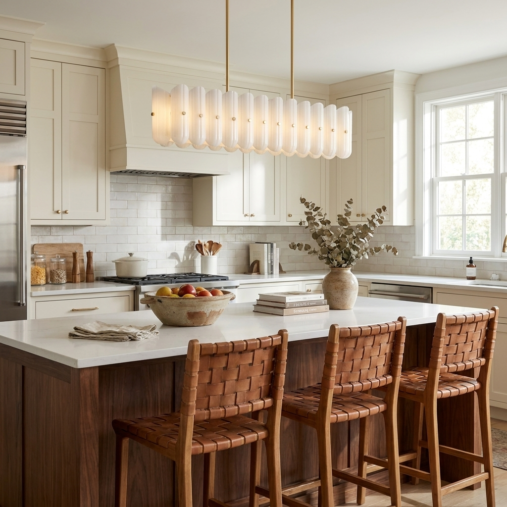 Seraphine Linear Fluted Glass Island Chandelier