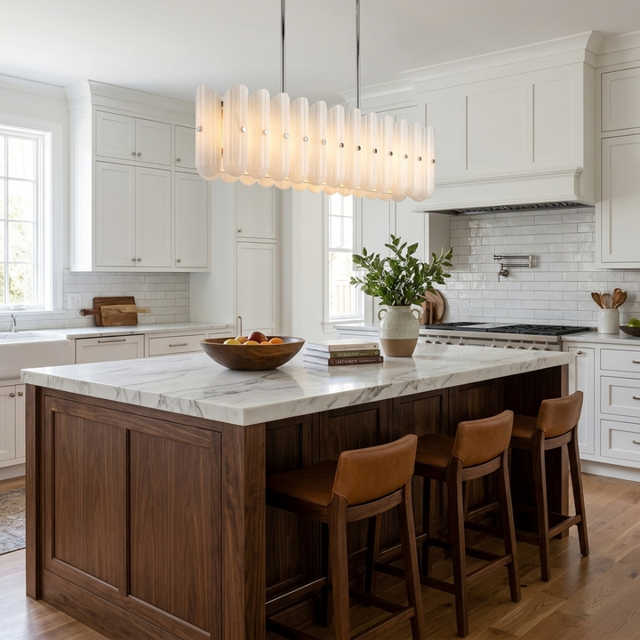 Seraphine Linear Fluted Glass Island Chandelier