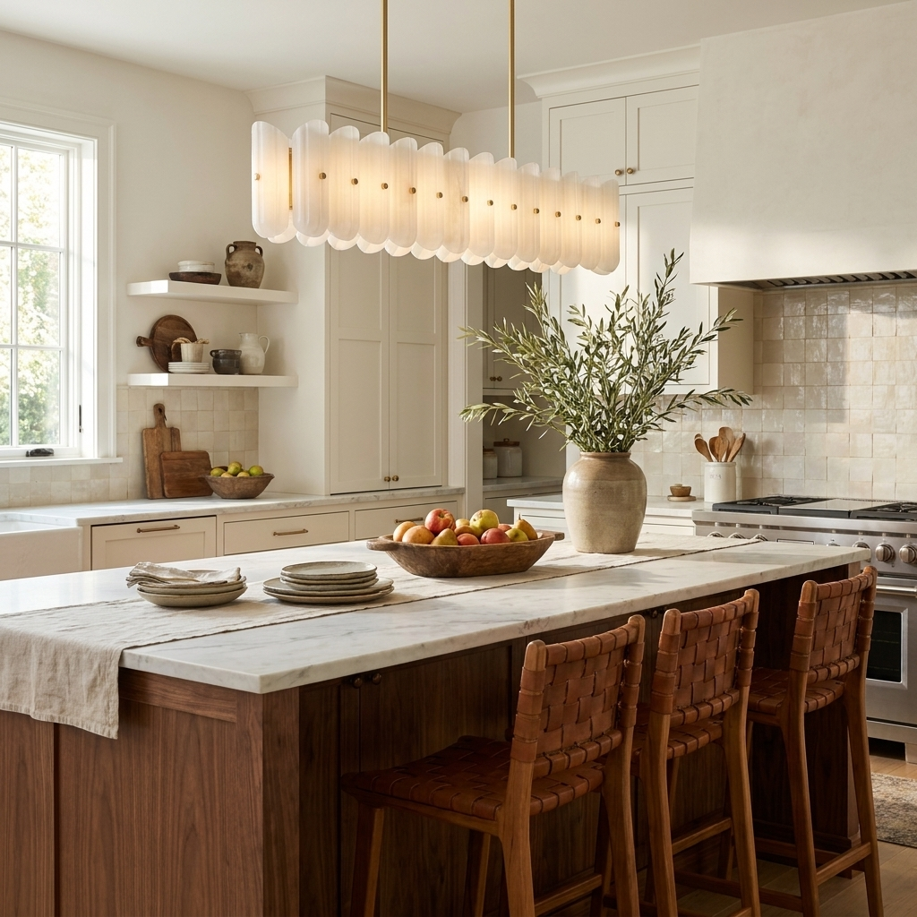 Seraphine Linear Fluted Glass Island Chandelier