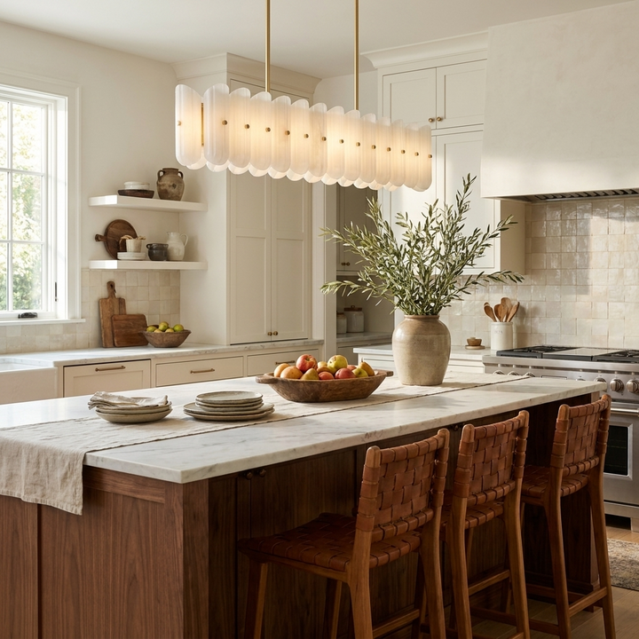Seraphine Linear Fluted Glass Island Chandelier