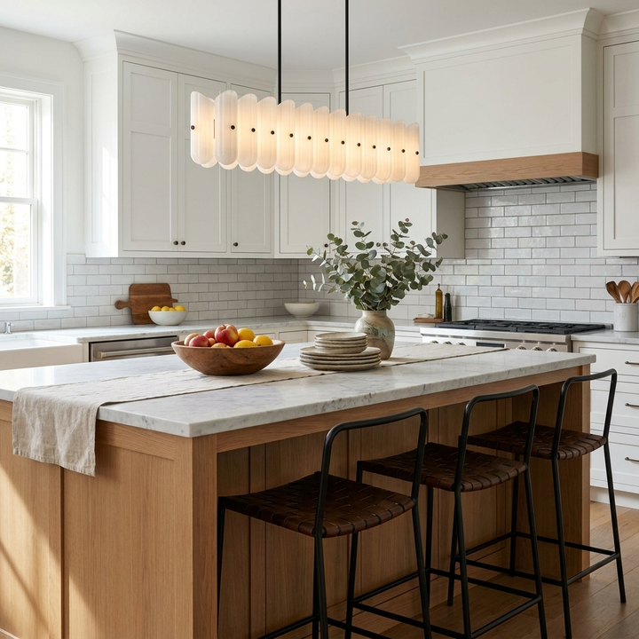 Seraphine Linear Fluted Glass Island Chandelier
