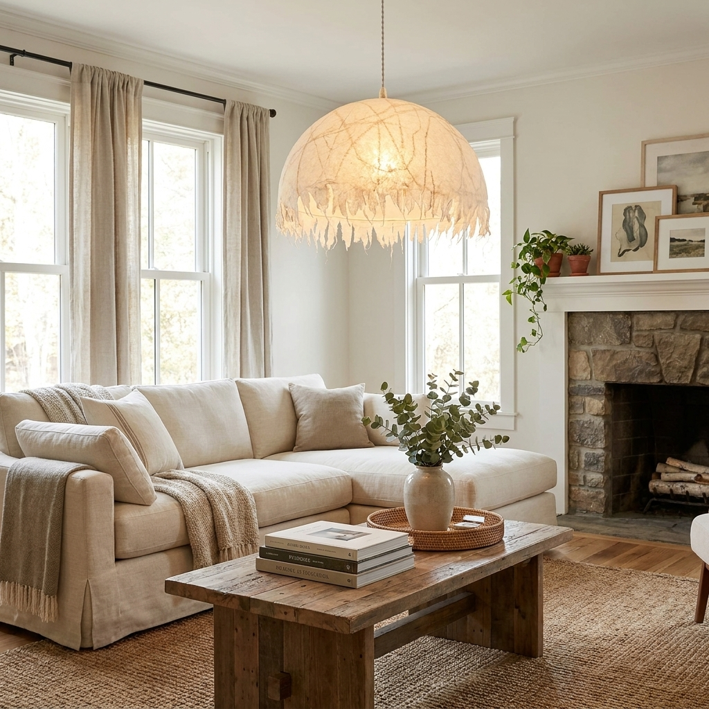 Serelle Fringed Mulberry Silk Pendant Light