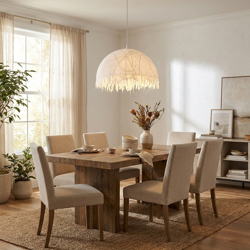 Serelle Fringed Mulberry Silk Pendant Light