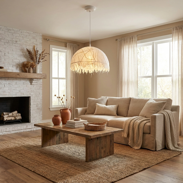 Serelle Fringed Mulberry Silk Pendant Light