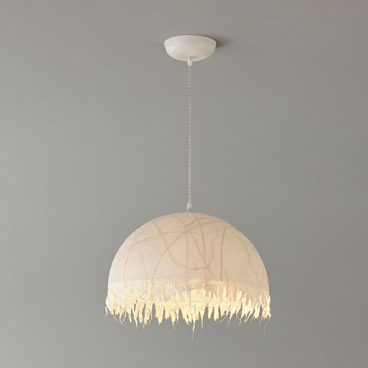 Serelle Fringed Mulberry Silk Pendant Light - Vakkerlight