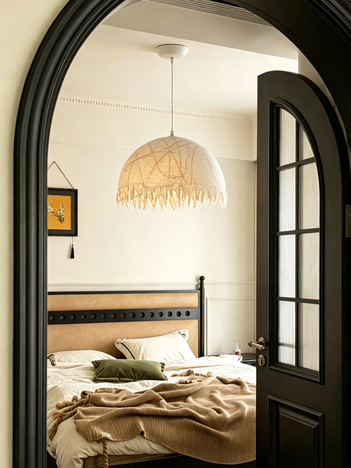 Serelle Fringed Mulberry Silk Pendant Light - Vakkerlight