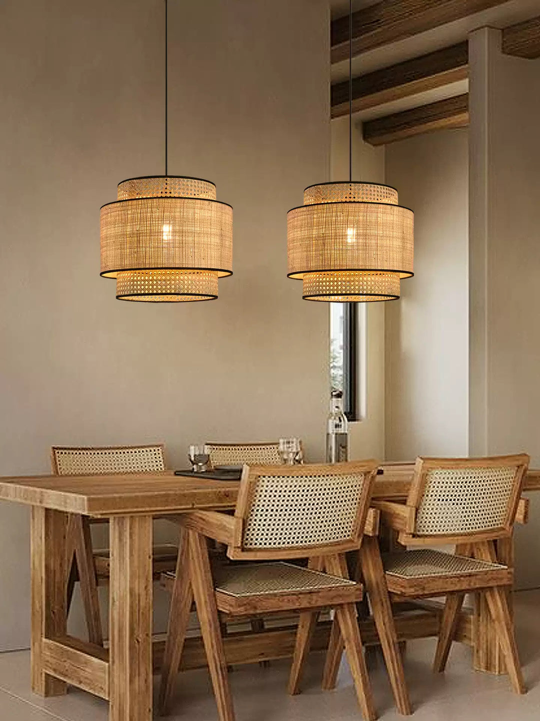 Sienna Rattan Fabric Pendant Lamp