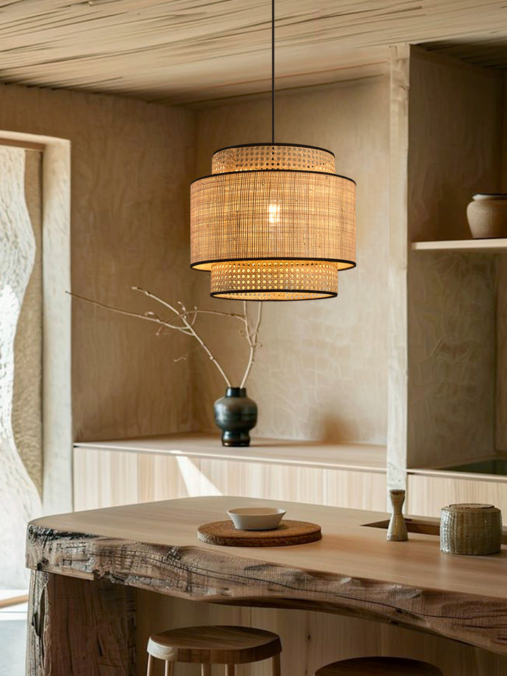 Sienna Rattan Fabric Pendant Lamp