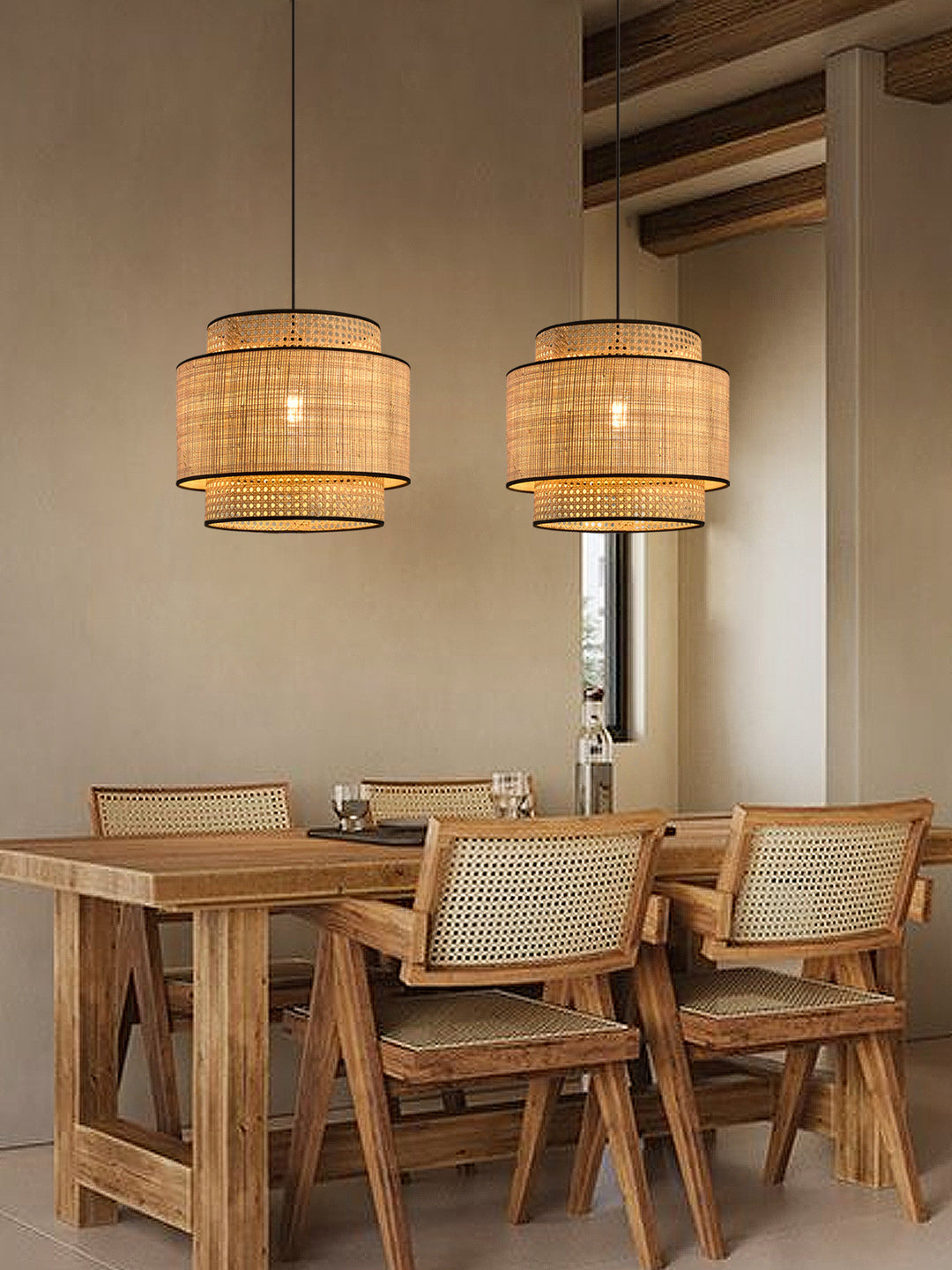 Sienna Rattan Fabric Pendant Lamp