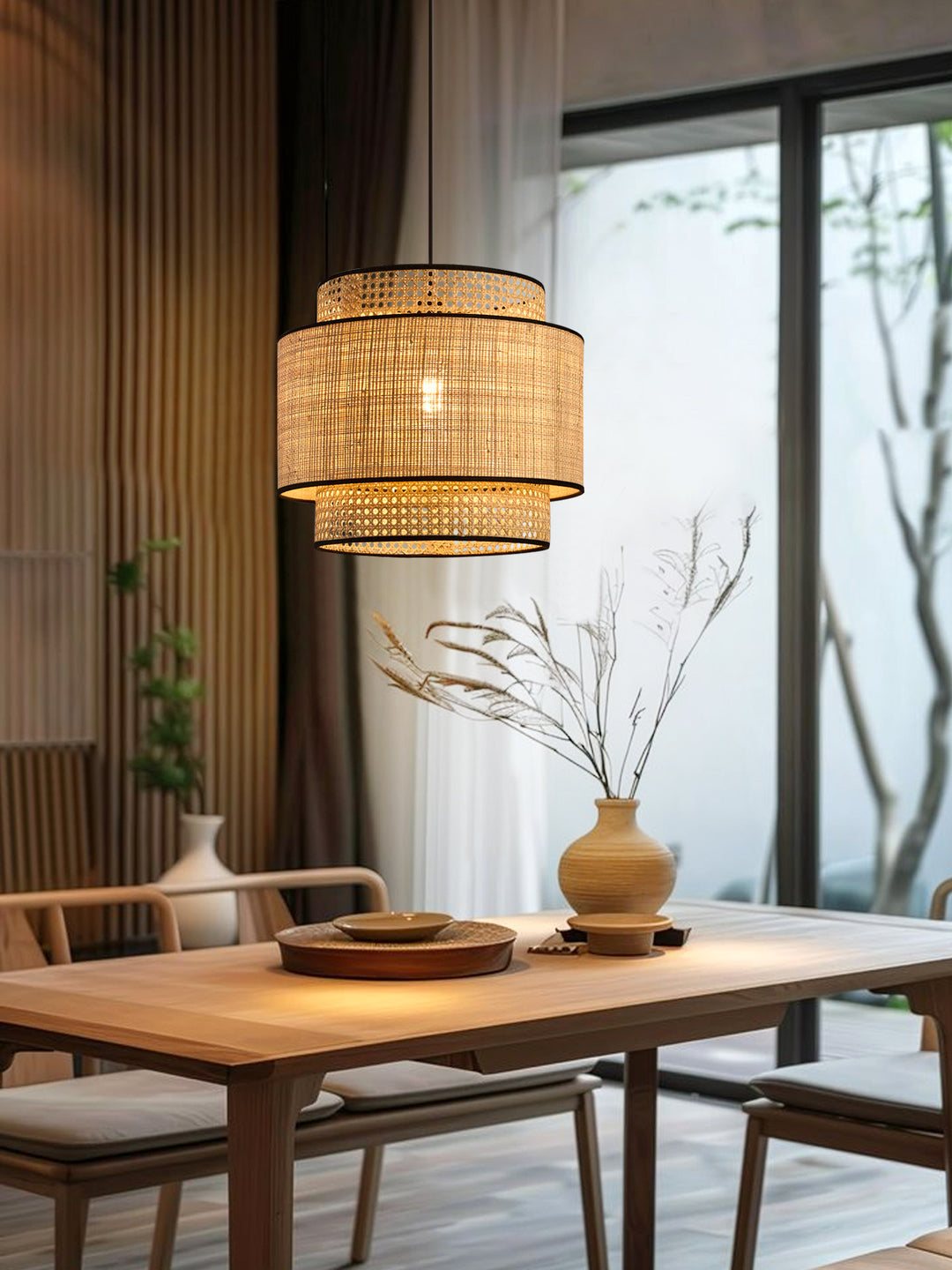 Sienna Rattan Fabric Pendant Lamp