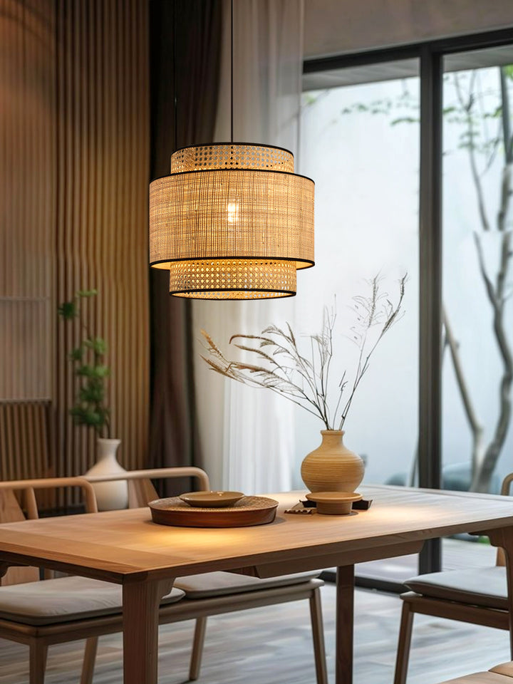 Sienna Rattan Fabric Pendant Lamp