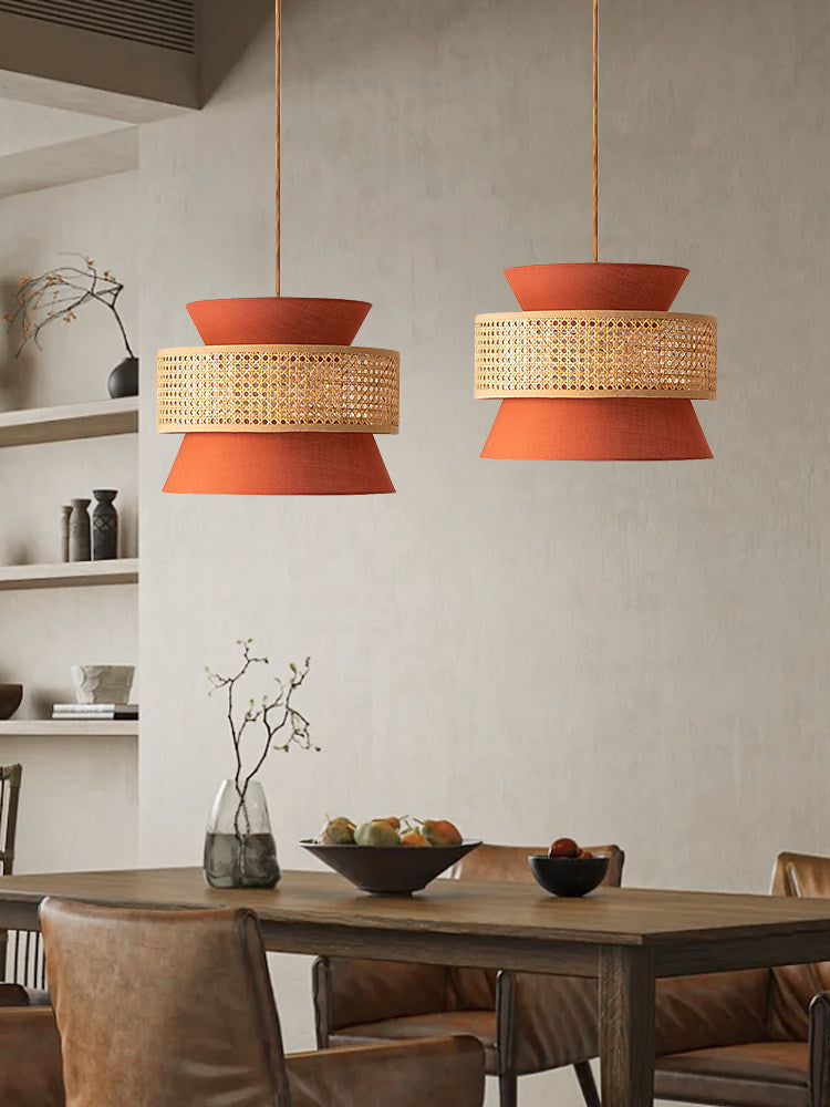 Sienna Rattan Fabric Pendant Light