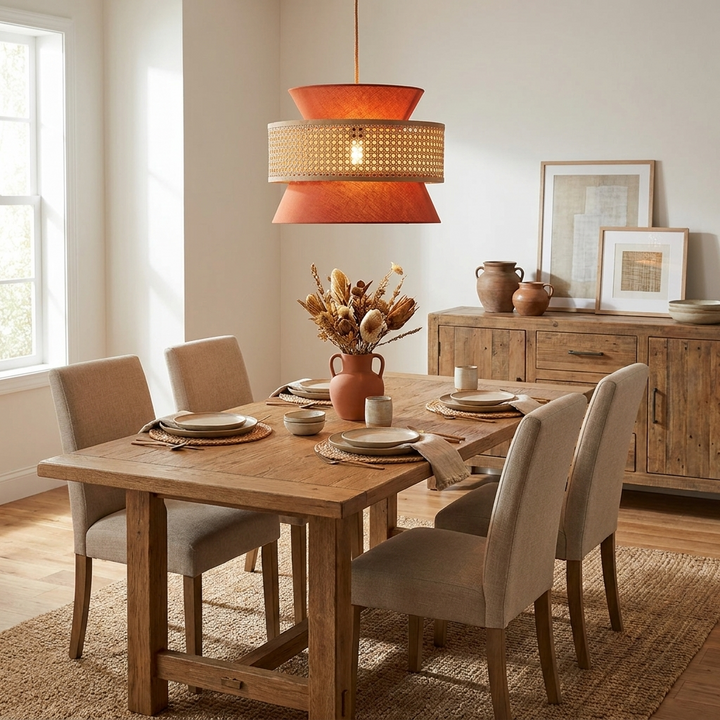 Sienna Rattan Fabric Pendant Light