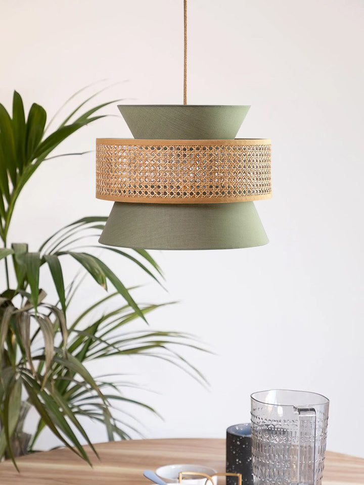 Sienna Rattan Fabric Pendant Light