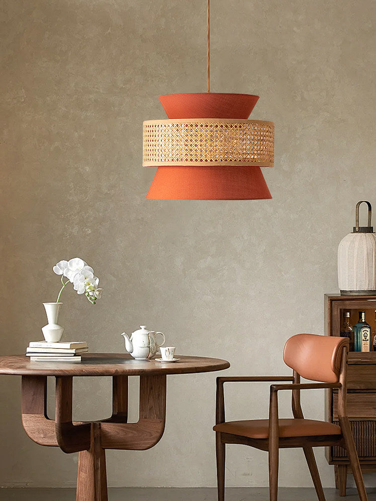 Sienna Rattan Fabric Pendant Light