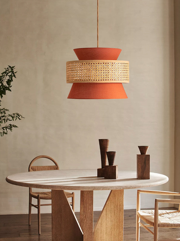 Sienna Rattan Fabric Pendant Light
