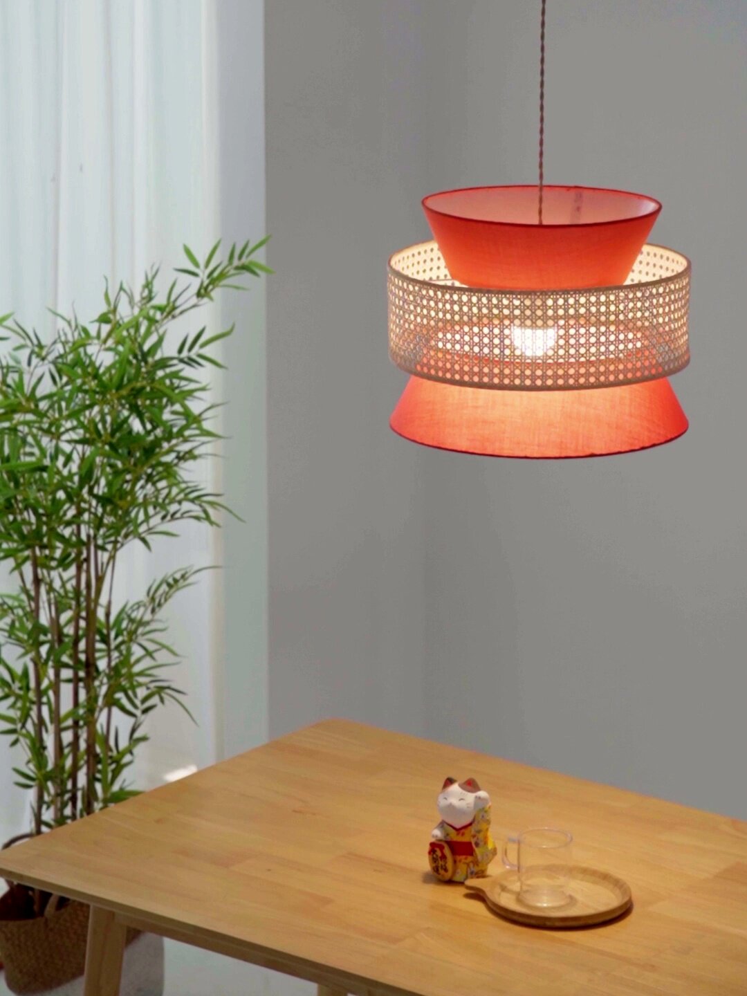 Sienna Rattan Fabric Pendant Light