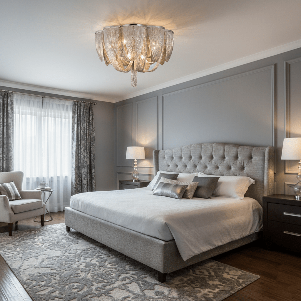 Silver Chain Tassel Ceiling Light - Vakkerlight