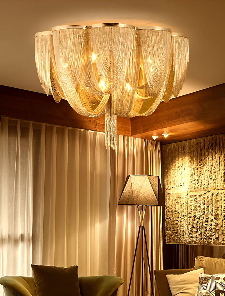 Silver Chain Tassel Ceiling Light - Vakkerlight