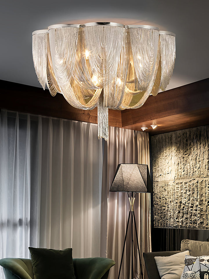 Silver Chain Tassel Ceiling Light - Vakkerlight