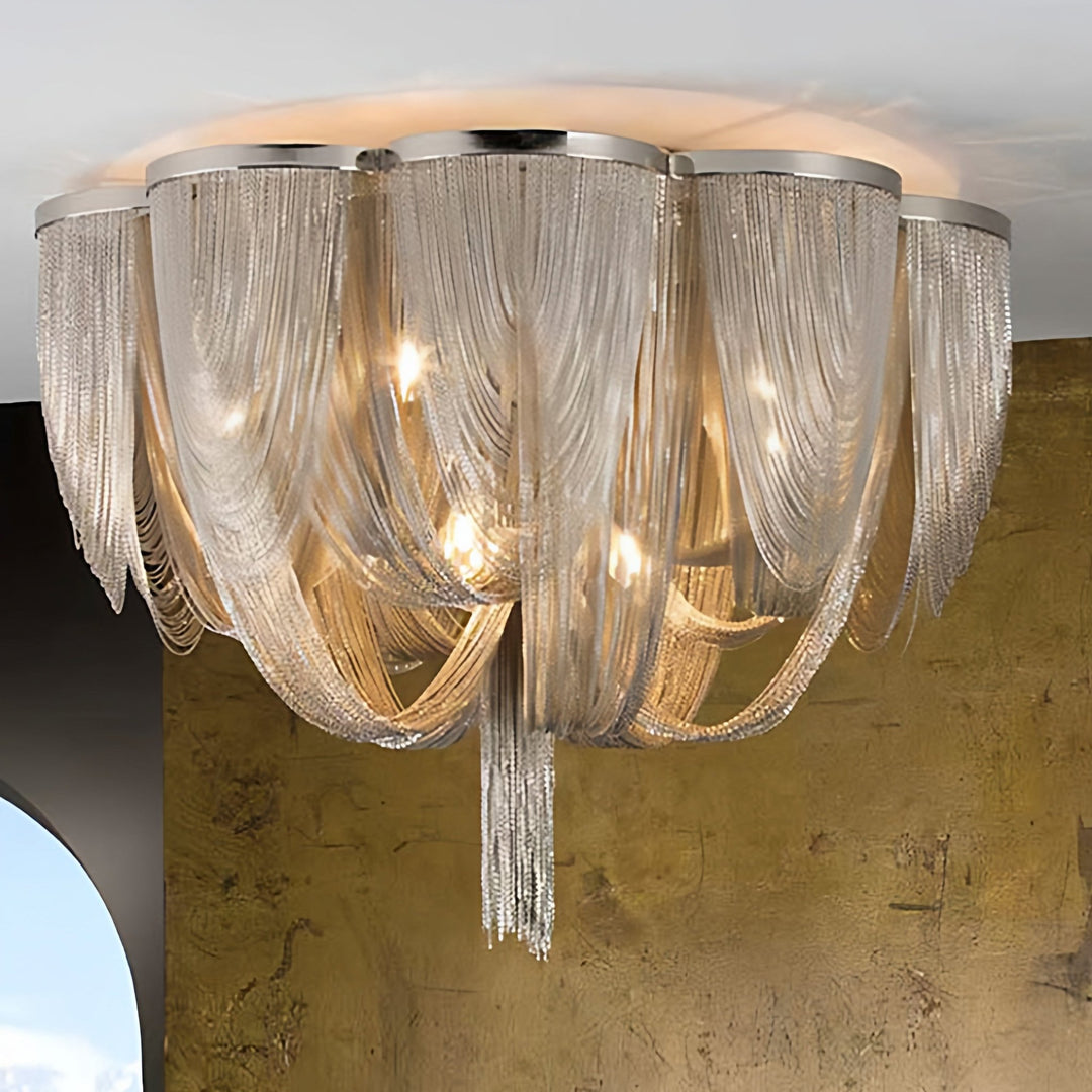 Silver Chain Tassel Ceiling Light - Vakkerlight
