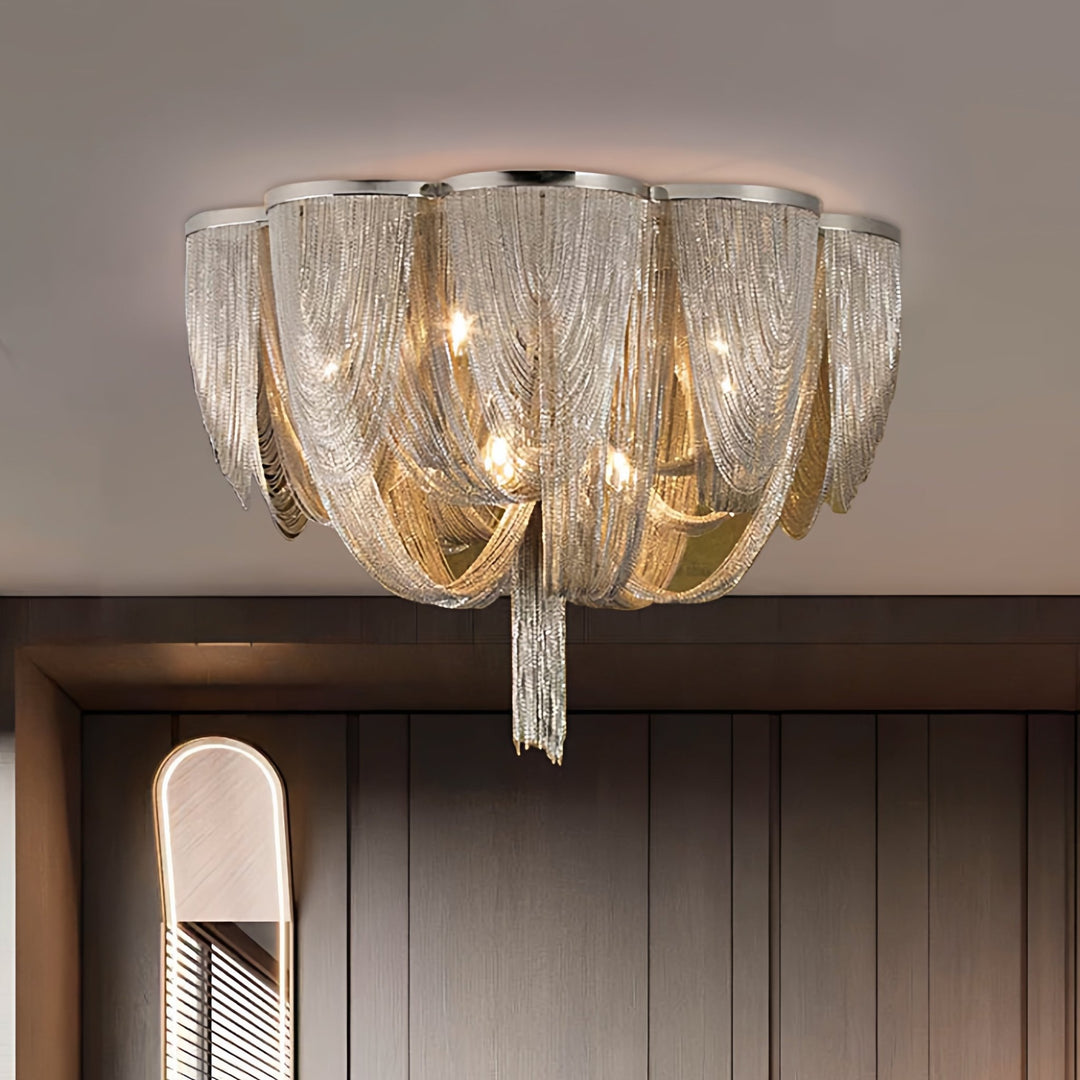 Silver Chain Tassel Ceiling Light - Vakkerlight
