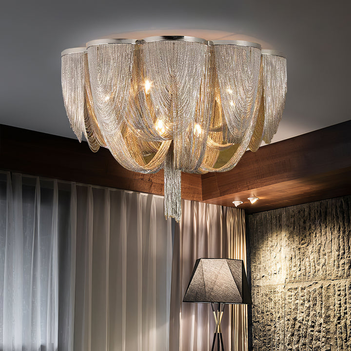 Silver Chain Tassel Ceiling Light - Vakkerlight