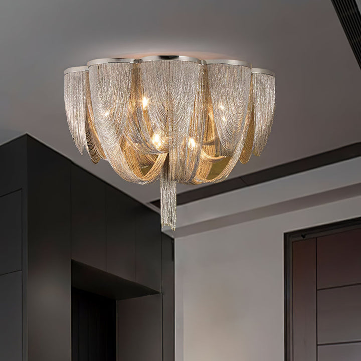 Silver Chain Tassel Ceiling Light - Vakkerlight