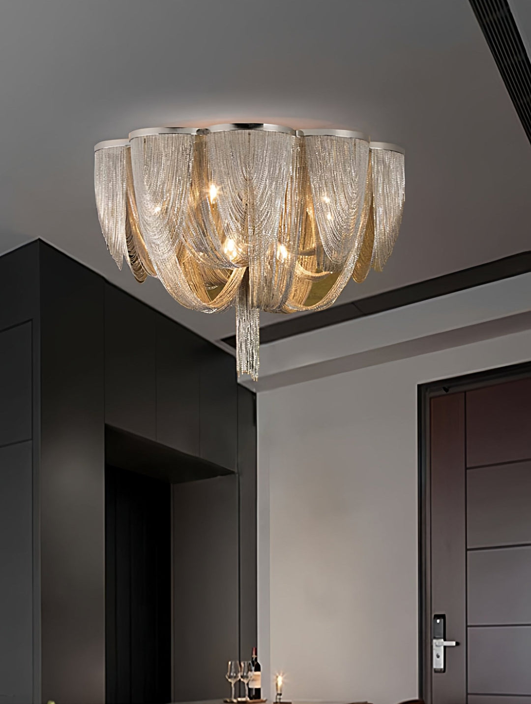 Silver Chain Tassel Ceiling Light - Vakkerlight