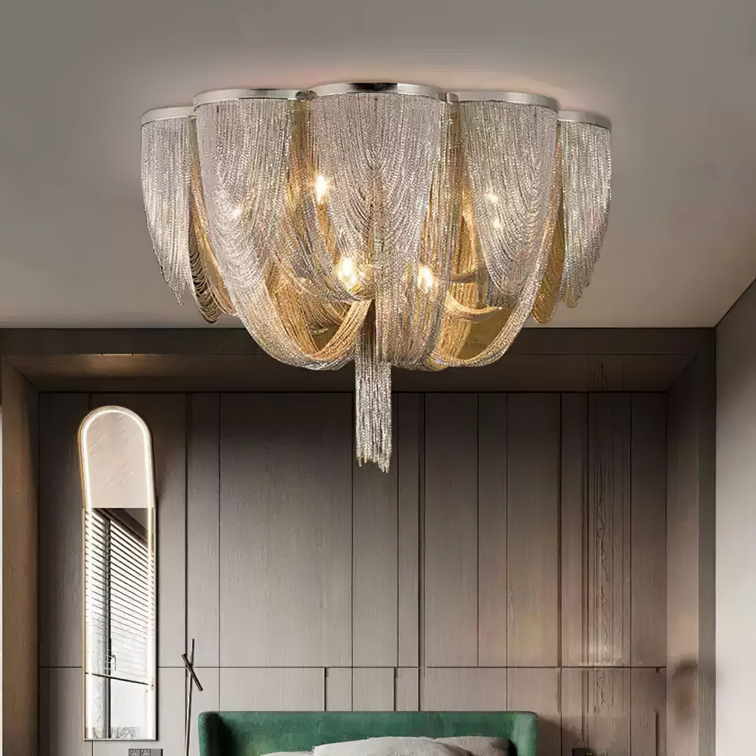 Silver Chain Tassel Ceiling Light - Vakkerlight